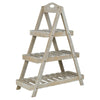 3-Tier Triangular Wooden Plant Ladder Stand Rustic Garden Flower Display Shelf