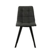 2x Grey Dining Chairs Set PU Leather Padded Seat Black Metal Leg Kitchen