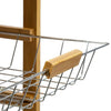 Woodluv Bamboo Kitchen Storage Trolley Cart With Drawer & Wire Storage Basket