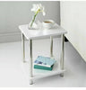 Small 2 Tier White Gloss Finish Side Table with Shelf Bedroom Coffee End Table