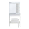 Sliding Mirror White Dressing Table Vanity Table with PU Stool Bedroom Furniture