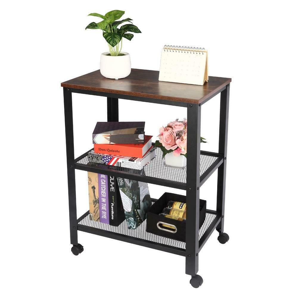 Vintage Industrial Serving Drinks Trolley Cart Wooden Shelf Racks 3 Tier UK