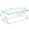 Rectangular Glass Coffee Table Sofa Side Living Room Furniture Chrome Sliver NEW