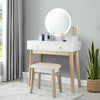 Modern Makeup Table Set Vanity Dressing Table W/ Stool LED Mirror & 4 Drawers
