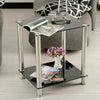 Modern Coffee Table With Lower Shelf storage Glass Chrome Living Room furniture