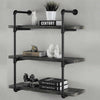 2Pcs 3 Tiers Industrial Floating Iron Pipe Shelf Retro DIY Wall Mounted Bracket