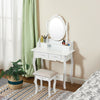 Wooden Dressing Table w/4 Mirror Stool Vanity Makeup Desk Stool Set White/Black