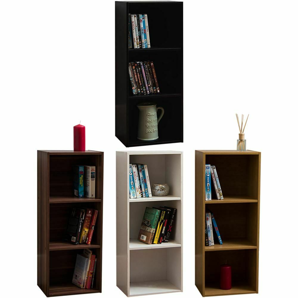 Oxford Bookcase 3 Tier Cube Shelf Wood Storage Photo Display Room Furniture Unit