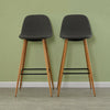 2 *Dark Grey Fabric Bar Stools Breakfast Stools Pub Chairs Dining Room Matel Leg