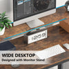 Brown Computer Desk with Hutch and Functional Shelves Study Table Writing Desk