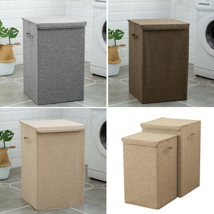 Laundry Hamper Basket Wicker Clothes Storage Bag Sorter Bins Organizer with Lid