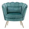 Lotus Seat Velvet Fabric Tub Chair Winged Scallop Shell Back Armchair Metal Legs