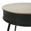Small Industrial Side Table with Storage Black Round Bedside Coffee Tea Snack