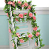 230cm 9 Roses Flowers Heads Silk Ivy Vine Artificial Wedding Windows Hanging DIY