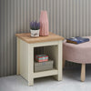 Cream Side Lamp Table Bedside Cabinet Nightstand With Open Storage Shelf