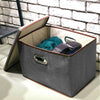 Foldable Fabric/Canvas Square Storage Boxes Drawer With Lids&Chrome Hand-Grey
