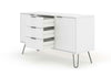 White Sideboard Cupboard With 2 Doors, 3 Drawers Living Room Storage Furniture