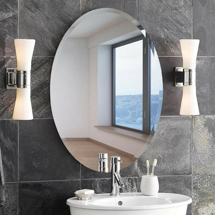 Oval Mirror Wall Mounted Frameless Unframed Bathroom Bedroom Mirror Home Decor