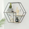 Hexagon Wall Mounted Shelf Metal Wood Storage Display Holder Floating Shelf Rack