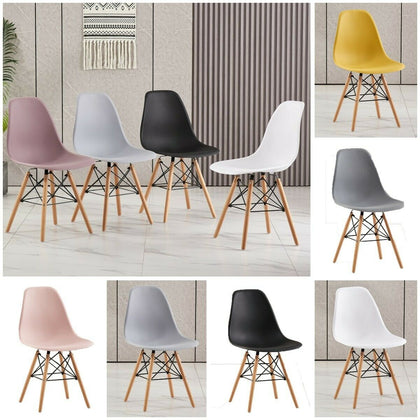 2/4/6X Dining Chair Set Jamie Lounge Chairs Solid Wood Legs PU Seat UK