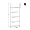 Mondeer 6 Tier Metal Storage Rack with 8 Hooks Height Adjustable Kitchen Silver