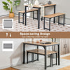 3 PCS Dining Table Set Dining Table & 2 Benches Kitchen Space-Saving Furniture