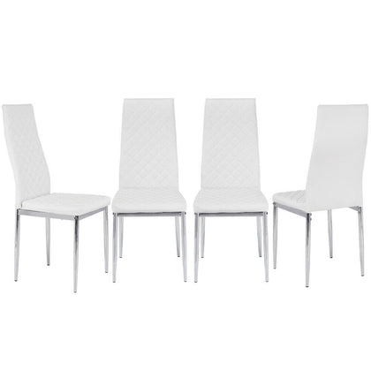 2/4pcs White Dining Chairs Set Padded Seat Metal Legs Kitchen Home Furniture Set