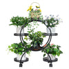 Tall Metal Flower 6 Pots Shelf Stand Plant Holder w/ Wheels Black Indoor Outdoor