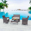4 PCS Rattan Garden Furniture Set chairs sofa Table Outdoor Patio Conservatory