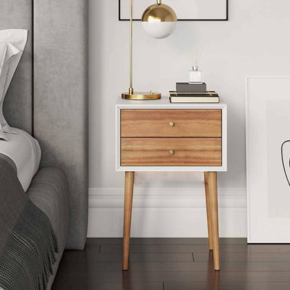 2 Drawers Wooden Bedside Table Cabinet Nightstand Side Storage Bedroom Furniture