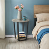 Set of 2 Industrial Side Table Round Sofa End Table w/ Storage Rack Metal Frames