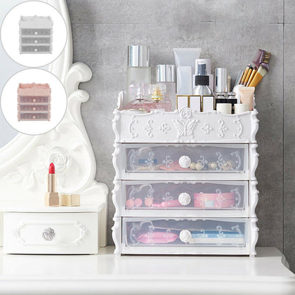 3 Tiers Makeup Case Desktop Storage Box Cosmetic Organizer Holder Drawer Jewelry