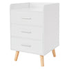 White Bedside Table Cabinet Nightstand with 3 Drawers Storage Bedroom Furniture