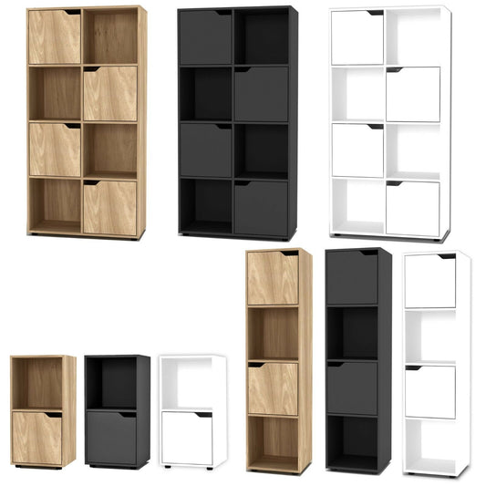 2, 4, 8 Cube Bookcase Shelving Display Shelf Storage Unit Wooden Door Organiser