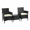 3PCS Outdoor Rattan Garden Furniture Set Coffee Table with 2 Arm chair For Patio
