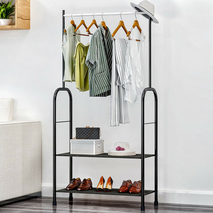 Heavy Duty Garment Clothes Rail Hanging Display Rack Coat Free Standing Shelf