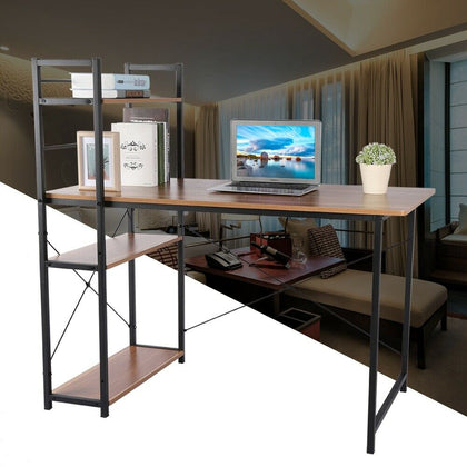 2 in 1 Computer Desk Home Office Working Study Writing PC Table with Book Shelf