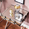 Mirrored Side Table Bedside table 3D Glass Effect Chrome Crossed Legs Furniture;