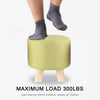 Fabric Ottoman Wooden Footstool Foot Stool Rest Pouffe Seat Cotton Linen Green