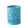 Hollow Rose Flower Cosmetic Metal Pen Pencil Pot Holder Stationery Organizer