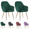 2 Velvet Leisure Dining Chairs Padded Bucket Seat Tub Armchair w/Gold Metal Legs