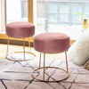Round Vanity Bedroom Velvet Dressing Table Chair Stool Pouffe Metal Golden Leg