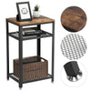 Industrial Coffee Table Sofa Side Table with Shelf Wood Bedside Nightstand
