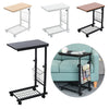 Computer Notebook Desk Adjustable Sofa Bed Side Coffee Table with Shelf on Wheel