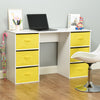 White Childrens Desk & 6 Drawers Kids PC/Laptop Homework Bedroom Table