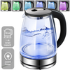 1.8L Electric Kettle Glass Temperature Control 7 Colors Change LED Fast Boiling