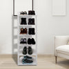 6-Tiers Multi Function Wooden Shoe Cabinet Storage Rack Shelf White