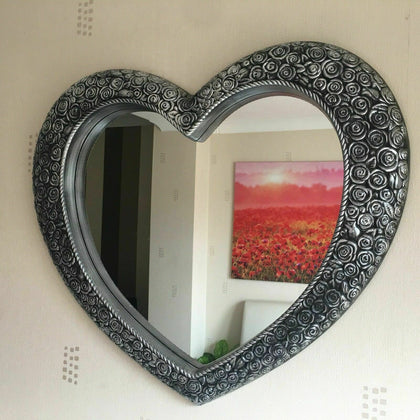 ANTIQUE STYLE ORNATE HEART WALL MIRROR DRESSING BATHROOM LARGE WALL MIRROR 67x58