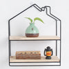 2 Layer Wall Shelf Hanging Storage Rack House Shape Home Floating Wooden