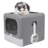 Cat Litter Box Flip Pet Cat Litter Tray Box Hooded Toilet Charcoal Filter Deep